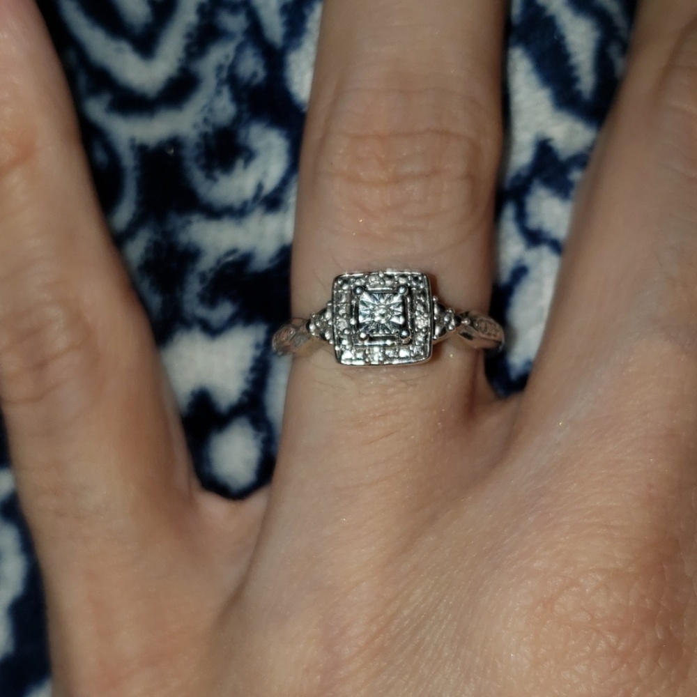 Sterling Silver Ring with Diamonds